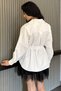 Women's Waist Gathered Lace-Up Shirt - 4