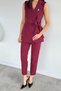 Women's Brooch Detailed Waist Elastic Vest and Trousers Two-Piece Set - 2