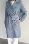 Women's Double-Breasted Collar Trench Coat with Inner Lining and Waist Belt Detail - 3