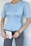 Women's Crew Neck Blouse with Waist Tie Detail - 2