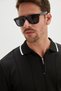 Half-Zip Striped Polo Collar Knit Sweater - 6
