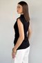 Women's Stand Collar Blouse with Draped Waist and Shoulder Belt Detail - 4