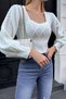 Gülseli Square Collar Knitted Patterned Women's Sweater - 3
