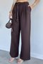 Women's High Waist Pleated Palazzo Pants with Accessory Detail - 8