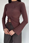 Asymmetrical Cut Front Gathered Women's Blouse - 3