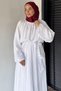 Stone Embellished Hijab Dress with Elastic Waist Belt Detail - 7