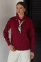 Gülseli Women's Polo Collar Knitwear Blouse with Scarf and Brooch - 3
