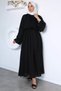Stone Embroidered Hijab Dress with Elastic Belt Detail - 5