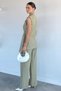 Women's Double-Breasted Collar Gold Detailed Vest and Elastic Waist Trousers Two-Piece Set - 4