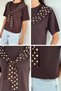 Women's Polka Dot Scarf Detailed T-Shirt - 5