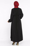 Gold Buckle Detailed Waist Tie Muslim Dress - 5