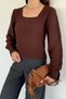Gülseli Square Collar Knitted Patterned Women's Sweater - 3