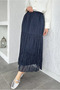 Patterned Chiffon Hijab Skirt with Elastic Waist - 3