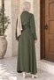Polo Collar Waist Belted Double Pocket Hijab Dress - 4