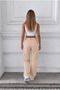 Women's Cream High Waist Wide Leg Cargo Pants - 6