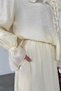 Collared Lace-Up Lined Blouse Skirt Hijab Double Set - 6
