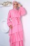 Ruffled Hijab Dress with Elastic Waist and Belt Detail - 6