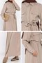 Polo Collar Waist Belted Double Pocket Hijab Dress - 6