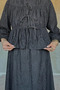 Women's Front-Tie Scalloped Blouse Skirt Hijab Double Set - 3