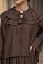 Collared Lace-Up Lined Blouse Skirt Hijab Double Set - 4