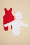 100% Cotton Hearted Bodysuit Baby Girl 3-Piece Salopet Set - 4