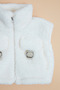Mock Neck Girls' Plush Vest with Pocket and Belt Detail - 4