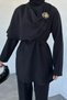 Elastic Waist Trousers with Gold Buckle Detail, Tie-Waist Tunic, Islamic Clothing, Double Layer - 5