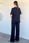 Women's Crew Neck T-Shirt and Elastic Waist Palazzo Pants Two-Piece Set - 4