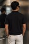 Polo Collar Self-Patterned Men's T-Shirt - 4