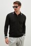 Half-Zip Striped Polo Collar Knit Sweater - 5