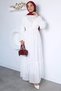 Self-Patterned, Belted Hijab Dress with Elasticated Cuffs - 5