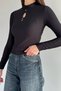 Women's Front Window Detailed Self-Patterned Blouse - 3