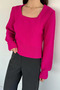 Gülseli Square Collar Knitted Patterned Women's Sweater - 4