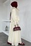 Collared Lace-Up Lined Blouse Skirt Hijab Double Set - 5