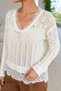 Gülseli Women's V-Neck Openwork Guipure Detailed Knitwear Blouse - 3