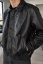 Men's Lined Zippered Faux Leather Coat - 5