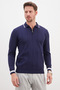 Half-Zip Striped Polo Collar Knit Sweater - 2