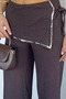 Women's Elastic Waist Sequin Detailed Trousers (Scarf Is Attached to the Product.) - 3