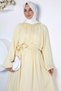 Stone Embroidered Hijab Dress with Elastic Belt Detail - 5