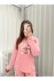 Pink Print Detailed Long Sleeve Milan Pajama Set - 5