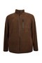 Plus Size Zippered Fleece Sweatshirt Brown