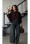 Bitter Brown Boat Neck Bat Sleeve Semi-Transparent Blouse - 5