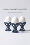 Luna Poached Egg Cups Set of 3 – Navy Blue Egg Cups, Breakfast Presentation