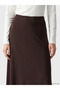 Brown A-Line Skirt with Elastic Waistband - 3