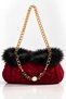 Famels Hand Knitted Fur Detailed Beaded Handle Quality and Elegant Handbag, Women's Shoulder Bag Evening Dress Bag - 4