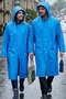 Blue Color Eva Fabric Hooded Women's and Men's Raincoat - 2
