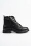 Turesa Zipper Starry Side Zipper Women's Genuine Leather Boots Black Skin - 6