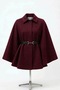 Hijab Poncho Cape Silver Butterfly Buckle Black Belt Bordo