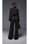 Women's Black Satin Palazzo Trousers – Velvet Waist Detail, Wide Legs - 2