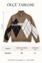 Women's Brown Ecru Bitter Brown Diamond Patterned Zippered High Collar Soft Textured Knitwear Cardigan - 2